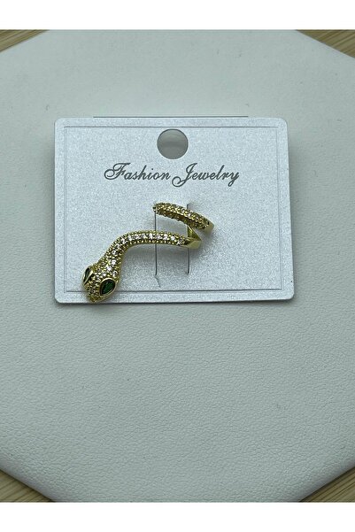 BİJU YILMAZ 26Ear21 Stone Snake Gold Vip Ear Cuff