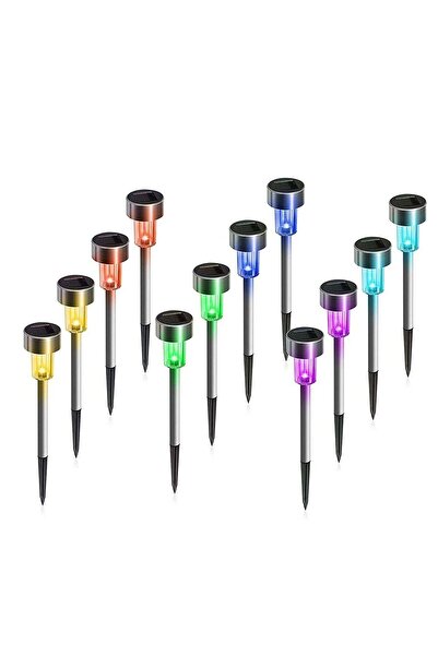 Arabest 12 Pack Solar Garden Lights,Outdoor,Stainless Steel,Waterproof,Multic...