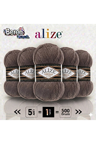 Alize Süperlana Klasik - 240 Milky Coffee Melange - 5-Pack - 100Gr/280M - Han...