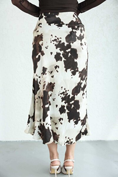 neslihansarıca Skirt, Lined Skirt, Satin Skirt, Patterned Skirt, High-Waisted...