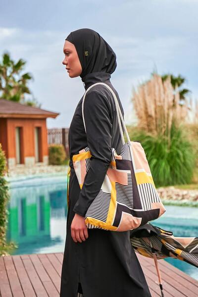 Marina Swimwear Sarı Desenli Plaj Çantası C2430