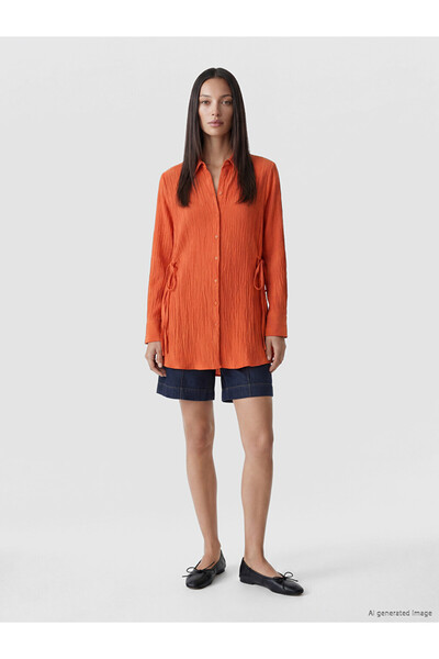 LC Waikiki Textured Women's Shirt Tunic with Tie Detail