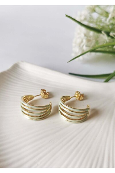 Halley Concept Water Green Enamel Plated Hoop Steel Earrings