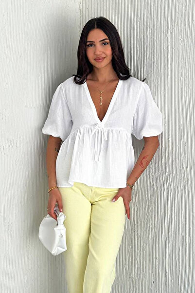 Noa&Noa Soft Muse Linen Blouse with Tie Detail