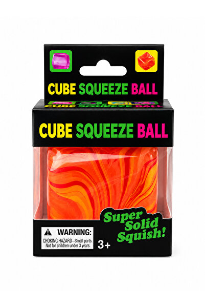 Needoh antistress squishy cube 5 cm, ORANGE WITH STRIPES, SLOW RETURN