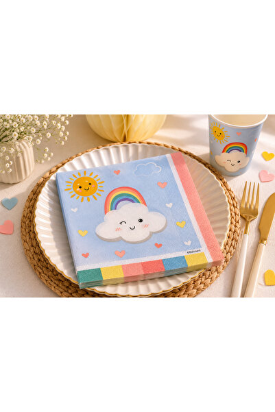 Partifabrik Rainbow Pastel Macaron Pink Blue Gradient Napkin