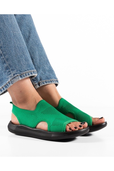 ALOGO Green women's Sandals made of textile material EOIU