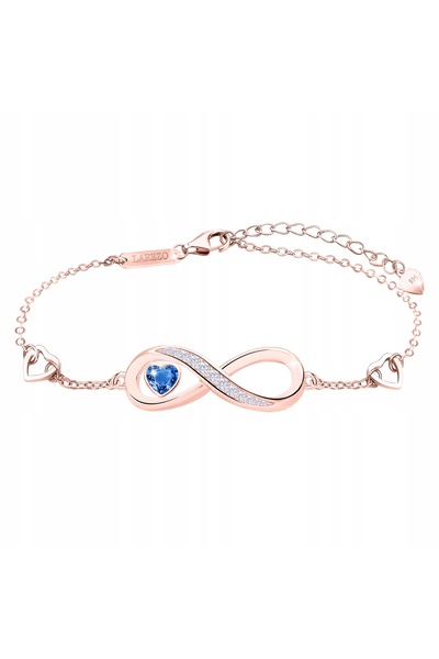 Larezo Beautiful gold-plated Infinity bracelet with blue, silver heart