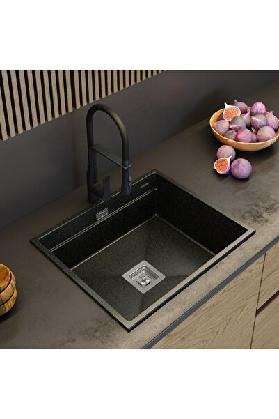 Granitan Chiuveta Granit EPIR 60, negru, 60x47 cm, cu baterie extractibila