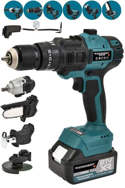 STAHLKRAFT STH 9973 M Multi Tool Şarjlı Matkap Seti (6 LI) Darbeli Matkap - S...