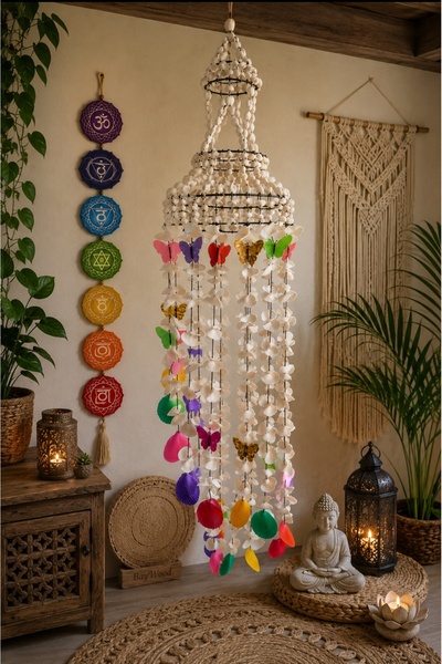 Shell Chakra Decor 70cm Handmade Wall and Ceiling Ornament Bohemian Meditation Yoga Decor