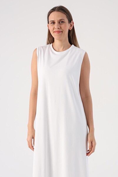 ALLDAY Women's Cotton Crew Neck Lycra Sleeveless Undershirt Dress Box60019Al3