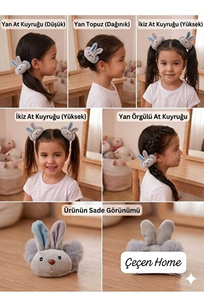 ÇEÇEN HOME Set de agrafe pentru copii cu împletitură cu figurină de iepure și...