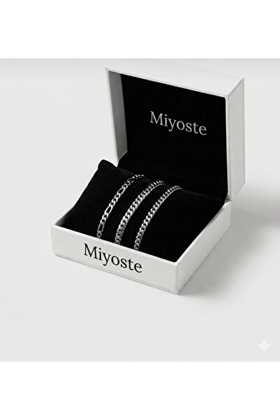 Miyoste 3’lü Şık Çelik Bileklik Seti