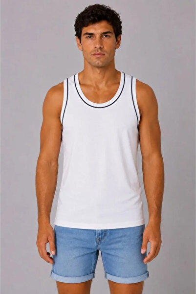 Veraura Lifestyle Men's Athlete Crew Neck Sleeveless Summer Tank Top - White