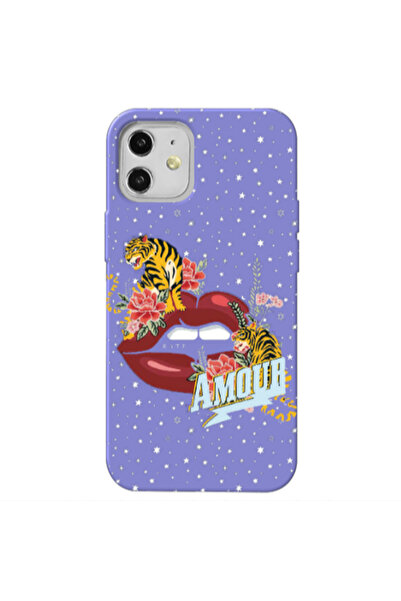 Other Apple iPhone 12 Amour Purple Colored Silicone TPU Θήκη