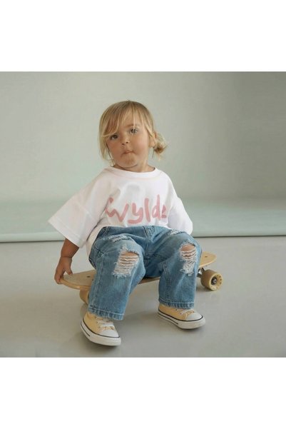 Generic Brand Children's White Pink Wide Lettering and Tomato Print on the Ba...