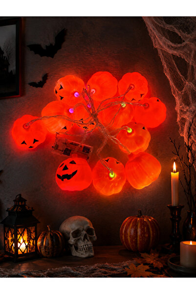 PARTİPORT 12’li Işıklı Balkabağı LED Dizisi 220 cm Halloween Cadılar Bayramı ...