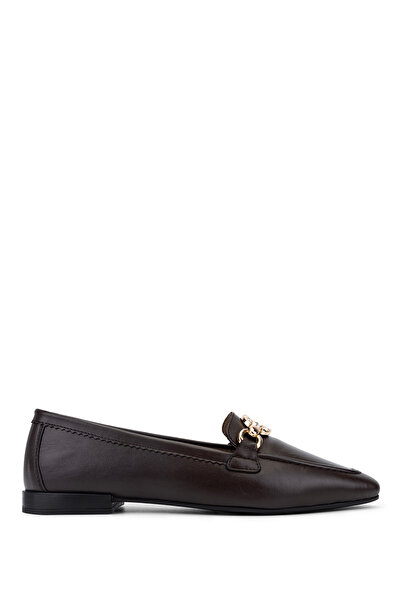 Tamer Tanca Women's Genuine Leather Brown Loafer Shoes