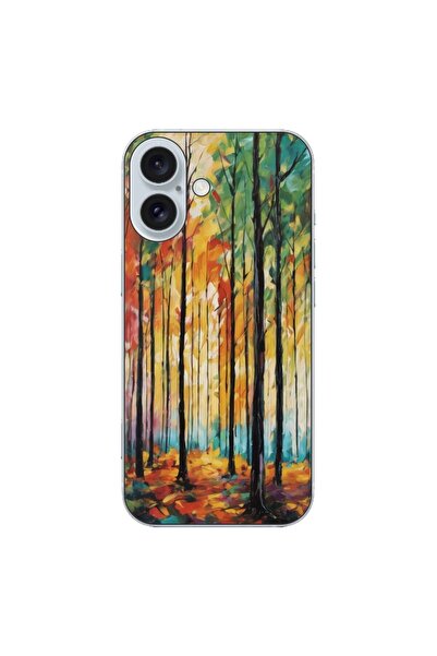 OEM Husa compatibila cu Apple iPhone 16 Silicon Gel Tpu Model Colored Forest Art