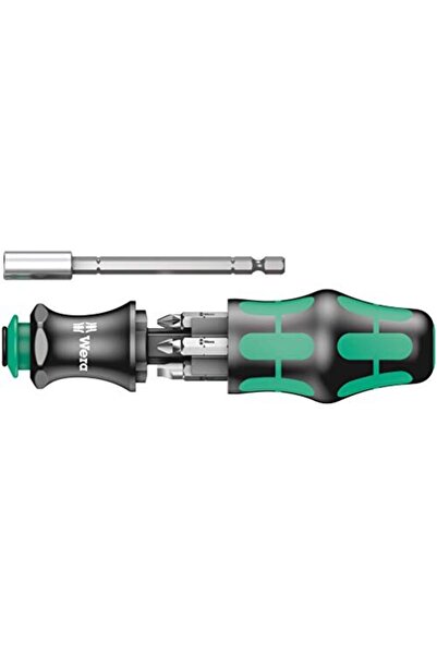 wera Screwdriver Top Bottom Set with magazine, 6 bits 1/4", Kraftform Kompakt