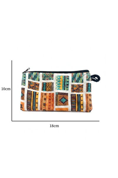 Elika Silver Vintage Ethnic Motif Multi-Purpose Cloth Makeup Bag