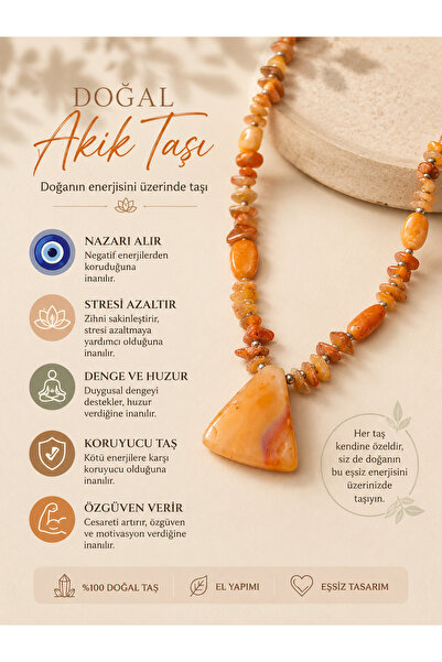 KESKİN AKSESUAR DOĞAL GERÇEK AKİK TAŞI GÜN BATIMI RENK (NAZAR-STRES-ÖZGÜVEN)