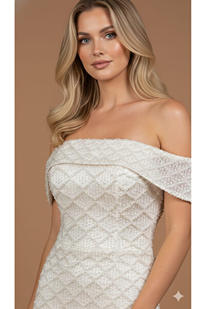 ANKYRA Boat Neck Luxury Embroidered Dress 5830