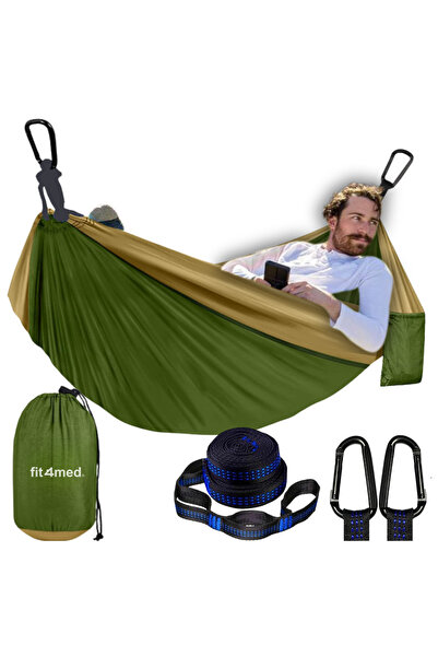 Mardil Double Camping Hammock Jack Mors 300x200cm Green-Honey, travel outdoor...
