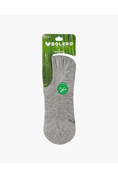 Bolero Kadın Premium Dikişsiz Görünmez Bambu Çorap Gri