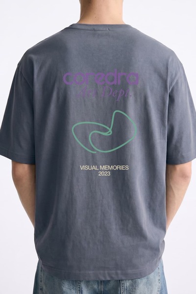 Coredra Art Dept. Oversize Fit Men's T-Shirt - Dark Smoked - C101