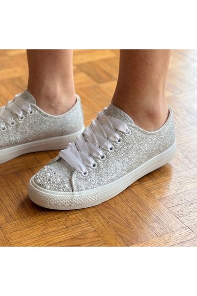 HYS SHOES Women's Silver Bridal Shoes
