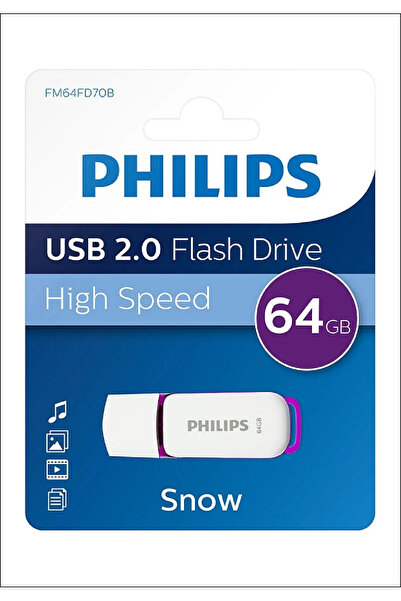 Philips 64 GB Snow USB2.0 Bellek Mor/Beyaz