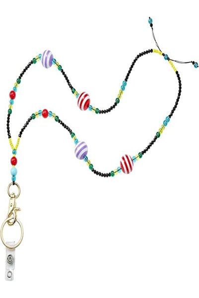 Other teacher chain with ID holder, cute chunky Beaded Keychain , fashionable...