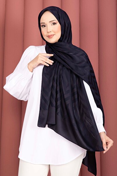 EBRUTESETTÜR سلسلة شالات الجاكار بنمط متعرج باللون الأزرق الداكن