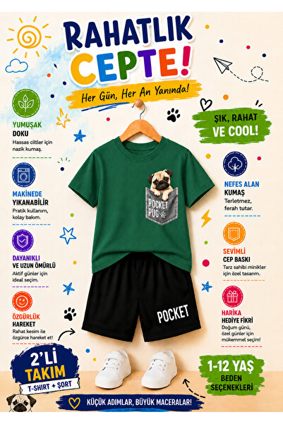 OVERMAX Dječji set sa printom "Pocket Dog" – kombinacija majice i šortsa | Mo...
