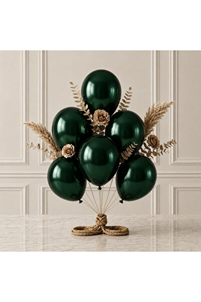 BeySüS Dark Green Color Latex Metallic Balloon (30 cm) - 6 Pieces