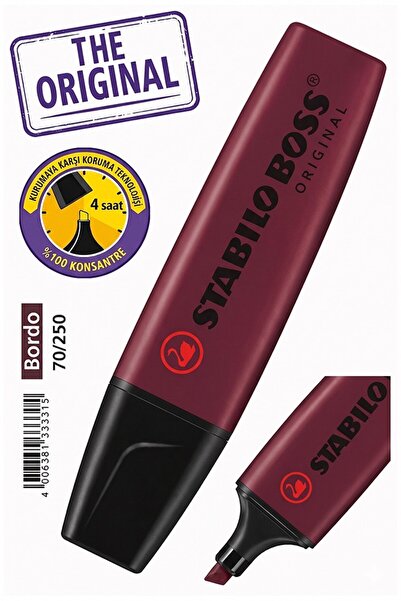 Artlantis Bordo Fosforlu Kalem 1 Adet Orjinal Stabilio Boss 70/250 İşaretleme...