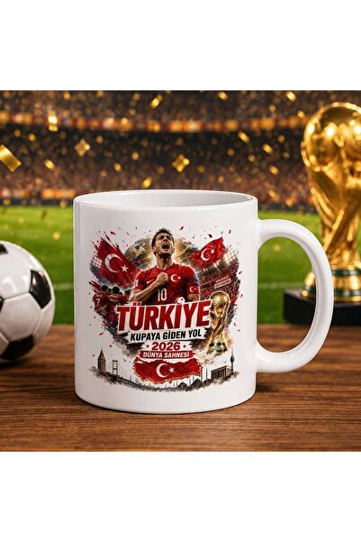 Bk Gift كأس أبيض بتصميم كأس العالم لكرة القدم بتصميم مشجعي تركيا - روح فريق و...