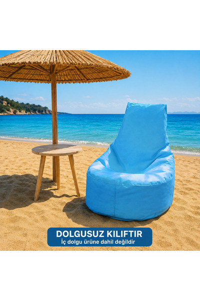 PUFBU Armut Puf Koltuk Kılıfı Dolgusuz Mavi 65x65x75 cm Geniş Dolum Ağızlı Ye...