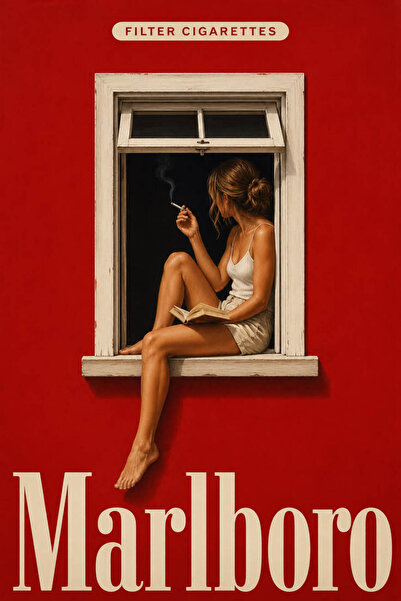 ESLEM Marlboro Poster Kırmızı Vintage Estetik Duvar Tablosu Retro Kalın Kuşe ...