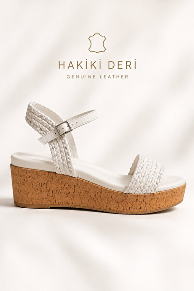 De Marscha HAKİKİ DERİ ÖRGÜ SANDALET