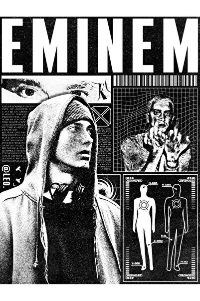 ESLEM Rapçi Eminem Poster Müzik Afişi Vintage Genç Odası Tablo Kalın Karton K...