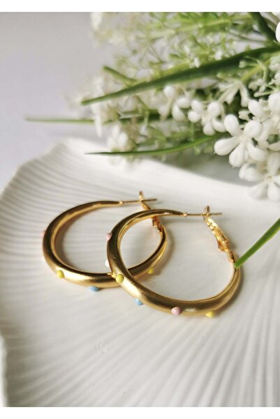 Halley Concept Pastel Confetti Large Hoop Steel Earrings 3.5 cm