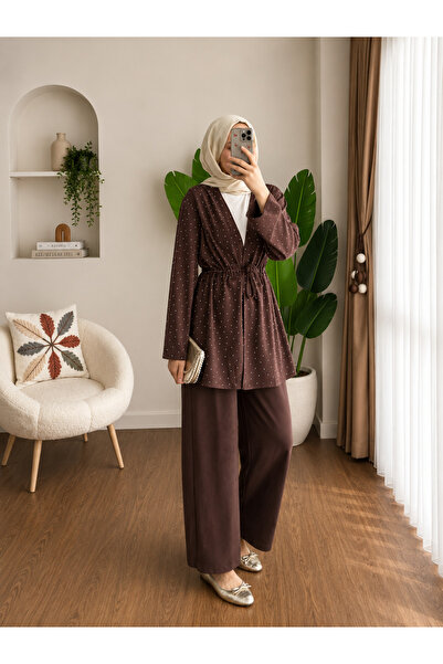 Lior Design طقم حجاب مرصع بالأحجار مع ربطة