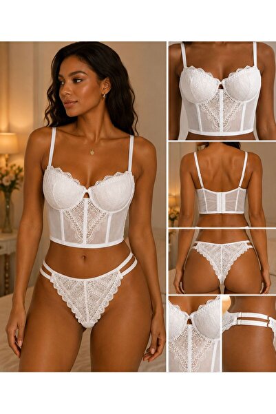 MADAME DREAM DESTEKLİ BALENLİ DOLGULU İÇ ÇAMAŞIR TAKIMI SÜTYEN TAKIMI KİLOT T...
