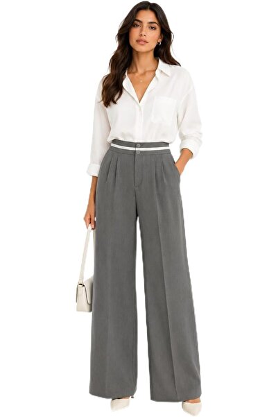 CHEVALIER FASHION Women’s High Waist Wide Leg Pants – Grey