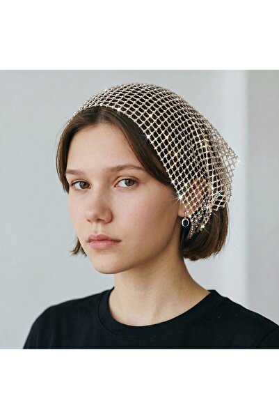 SADECE SEN DE Tasarım parıltılı taşlı bandana/fular/lastikli