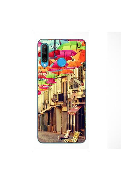 OEM Husa compatibila cu Huawei P30 Lite Silicon Gel Tpu Model Strada Umbrele ...