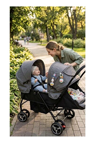 Star Kids عربة أطفال مزدوجة بمقعدين متتاليين للتوائم والأخوة - هيكل خفيف الوز...